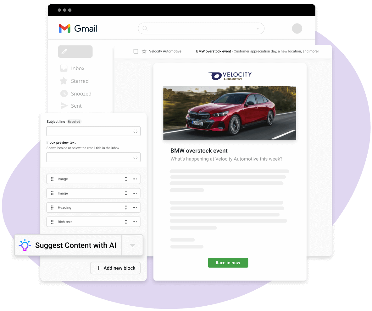 Report on ROI feature demonstration showing email campaign management and analytics